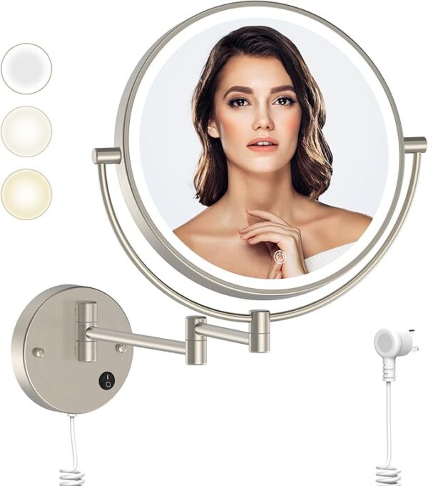 9" Plug-in Wall Mounted Lighted Makeup Mirror